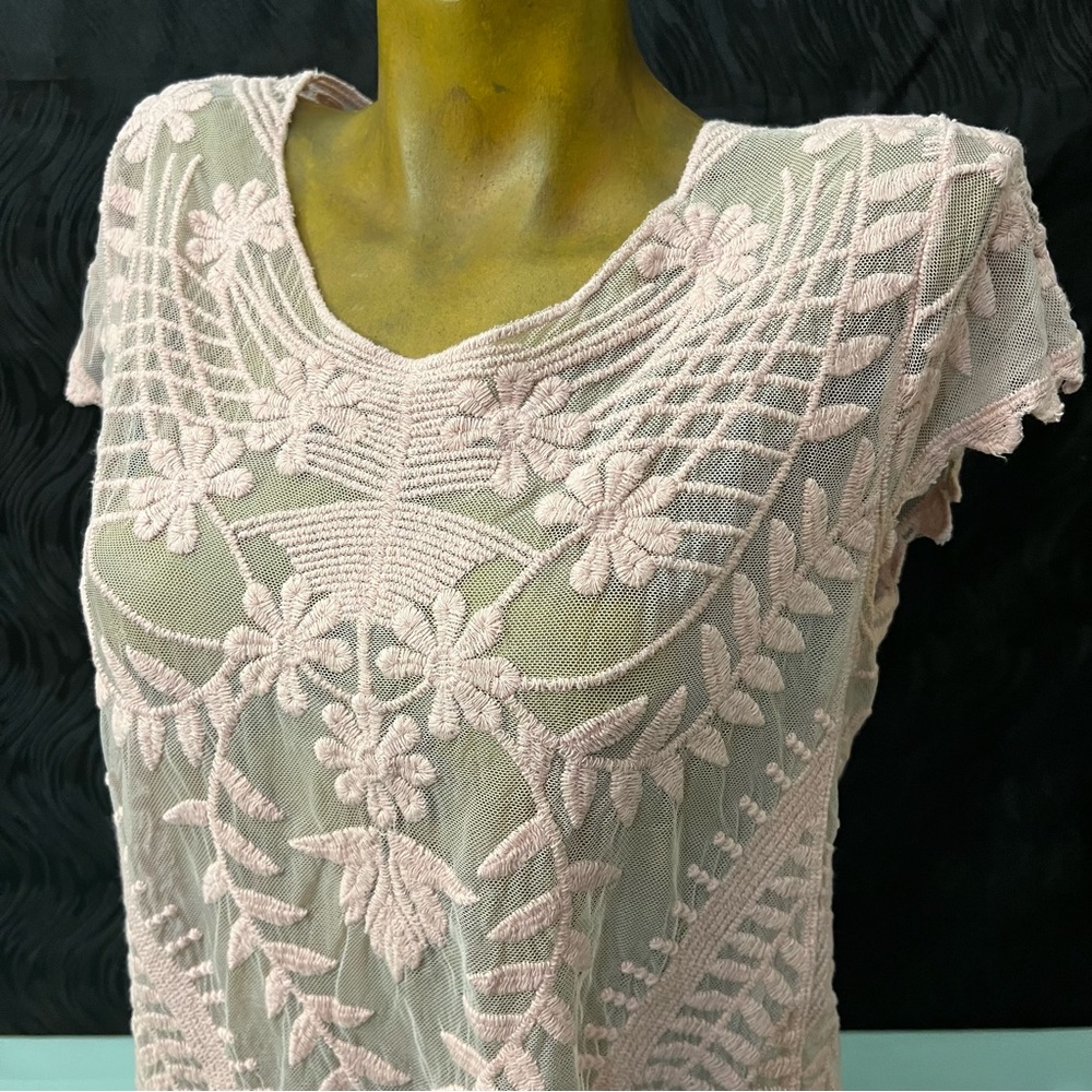 Say What? Pink Floral Embroidered Lace Top - Picture 2 of 6
